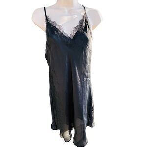 Victoria’s Secret Black Slip Lace Trim Nightie Small